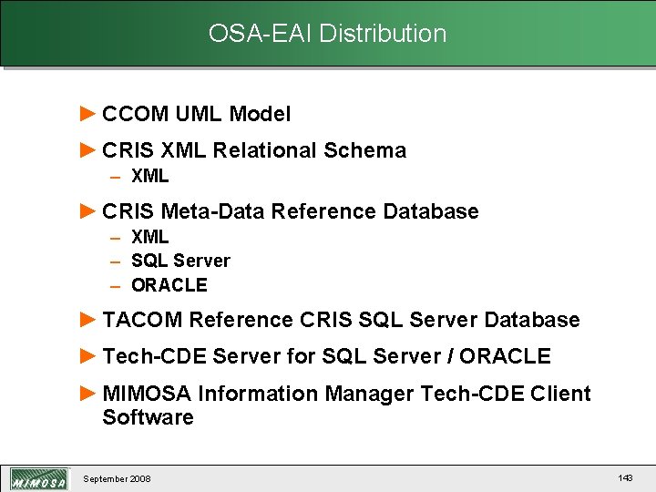 OSA-EAI Distribution ► CCOM UML Model ► CRIS XML Relational Schema – XML ►