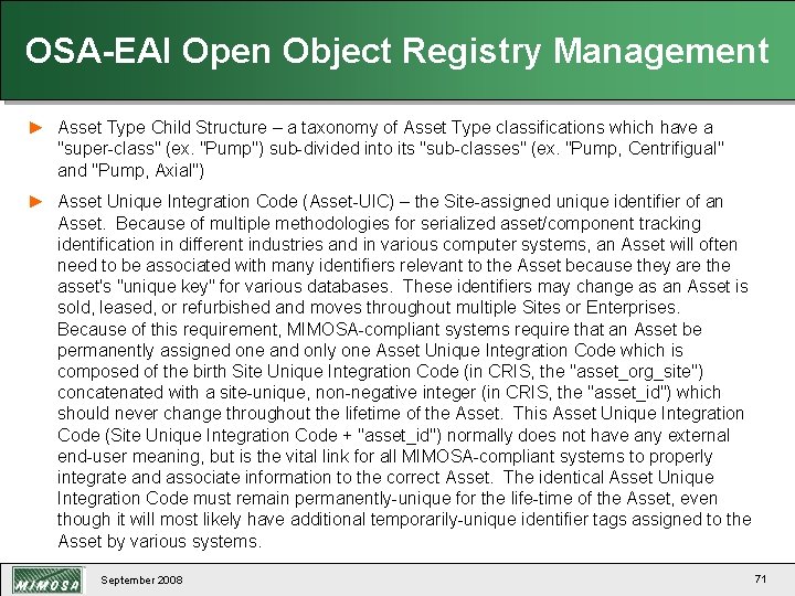OSA-EAI Open Object Registry Management ► Asset Type Child Structure – a taxonomy of