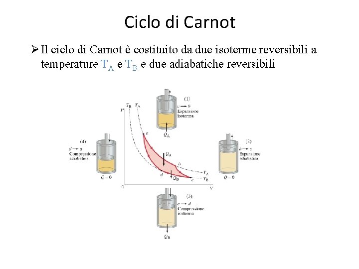 Ciclo di Carnot Ø Il ciclo di Carnot è costituito da due isoterme reversibili