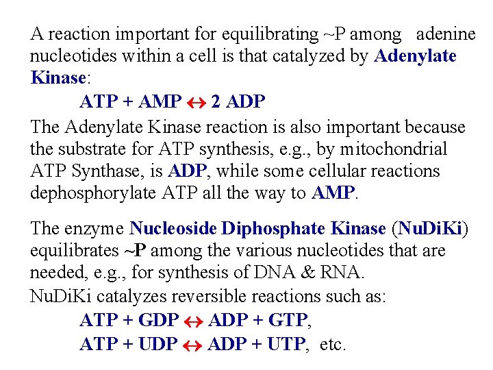 A reaction important for equilibrating ~P among adenine nucleotides within a cell is that