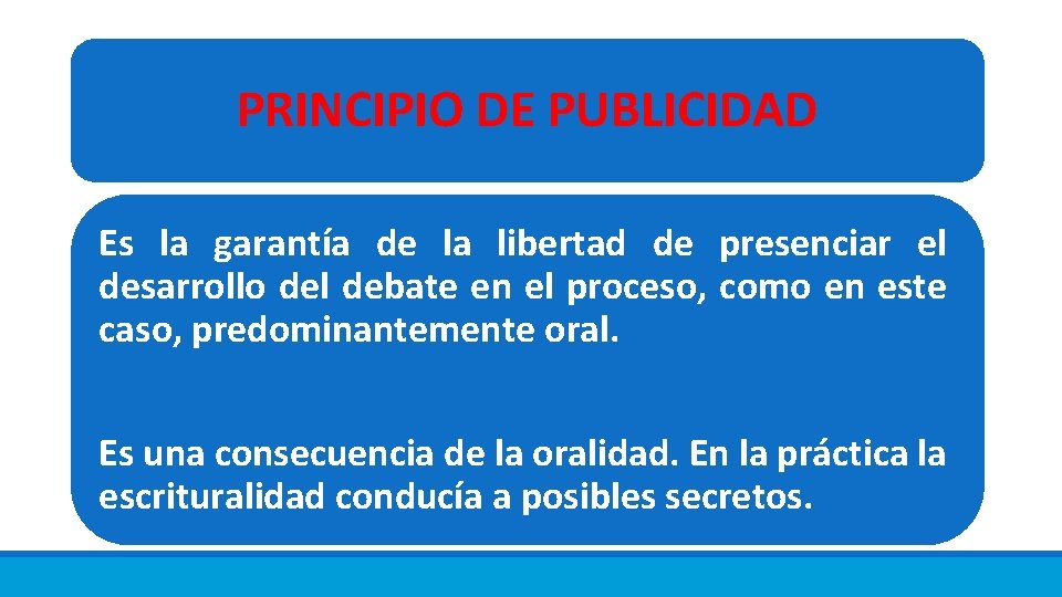 PRINCIPIO DE PUBLICIDAD Es la garantía de la libertad de presenciar el desarrollo del