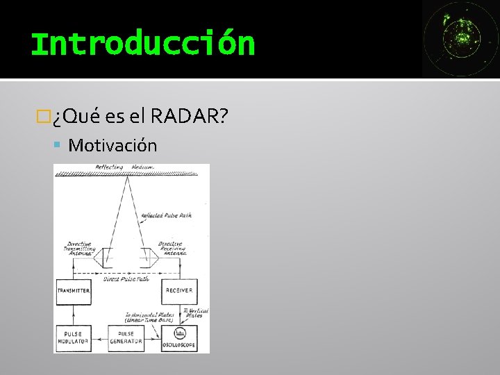 Introducción �¿Qué es el RADAR? Motivación Introducción �¿Qué es el RADAR? Motivación