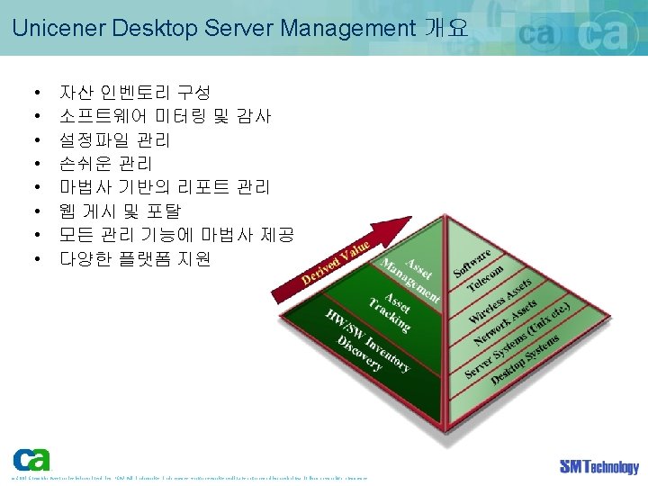 Unicener Desktop Server Management 개요 • • 자산 인벤토리 구성 소프트웨어 미터링 및 감사