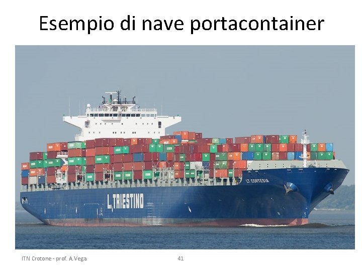 Esempio di nave portacontainer ITN Crotone - prof. A. Vega 41 