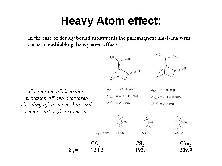 Heavy Atom effect: In the case of doubly bound substituents the paramagnetic shielding term