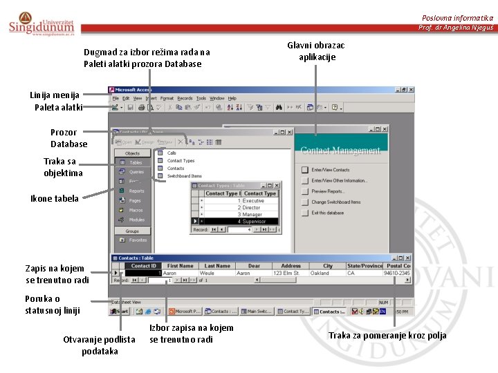 Poslovna informatika Prof. dr Angelina Njeguš Dugmad za izbor režima rada na Paleti alatki