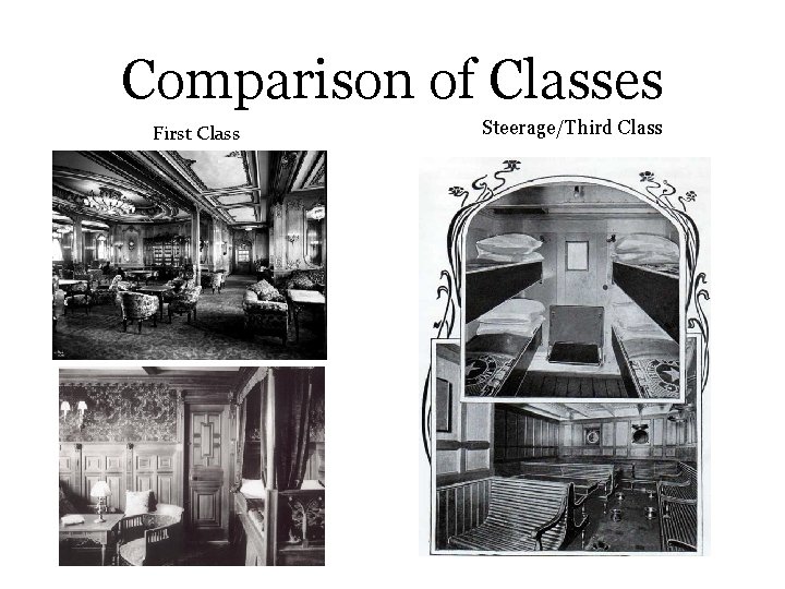 Comparison of Classes First Class Steerage/Third Class 
