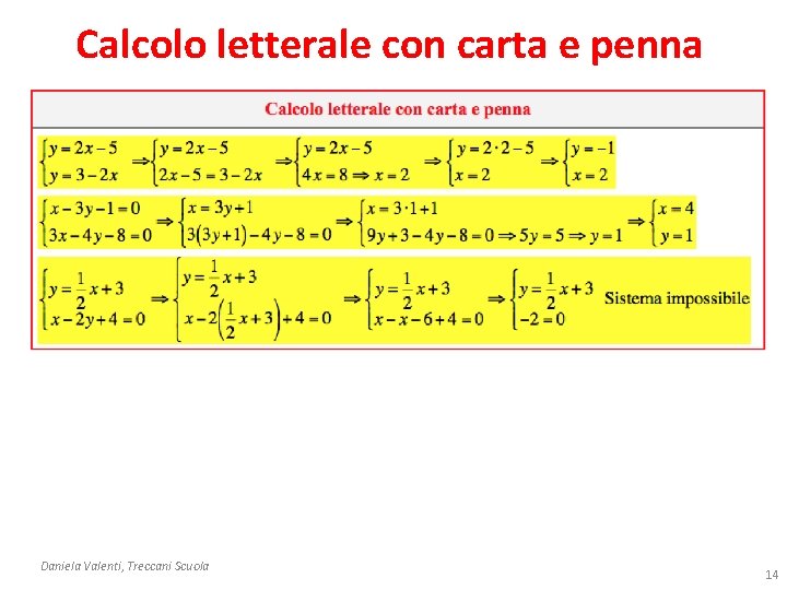 Calcolo letterale con carta e penna Daniela Valenti, Treccani Scuola 14 