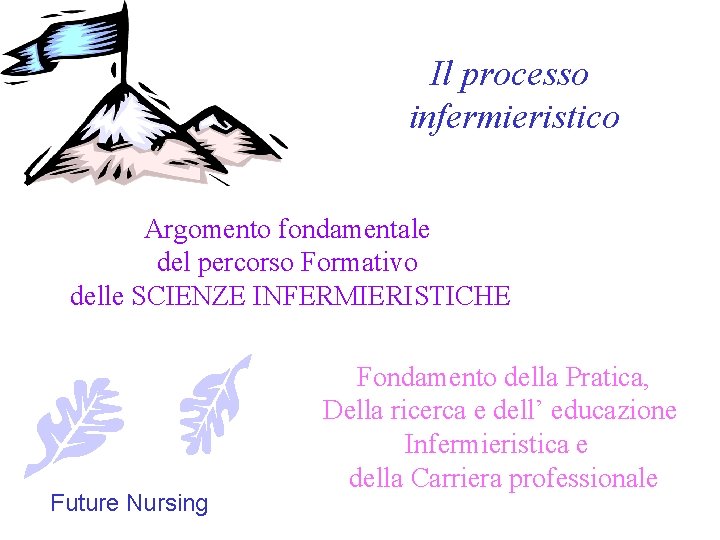 Il processo infermieristico Argomento fondamentale del percorso Formativo delle SCIENZE INFERMIERISTICHE Future Nursing Fondamento