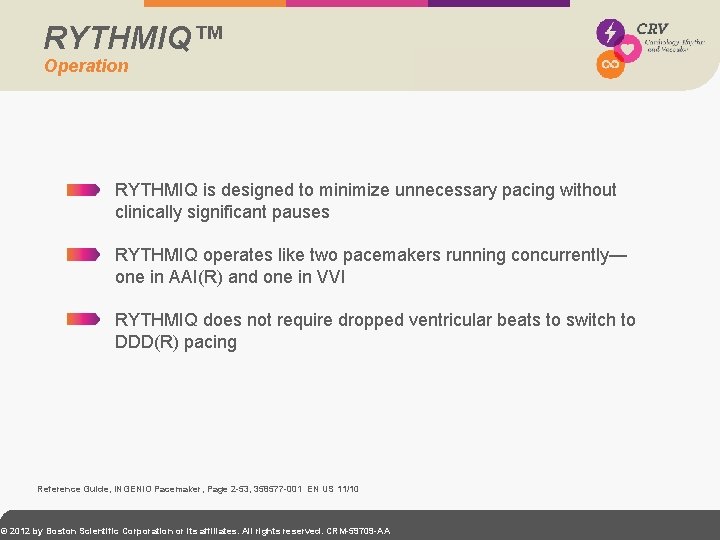 RYTHMIQ™ Operation RYTHMIQ is designed to minimize unnecessary pacing without clinically significant pauses RYTHMIQ