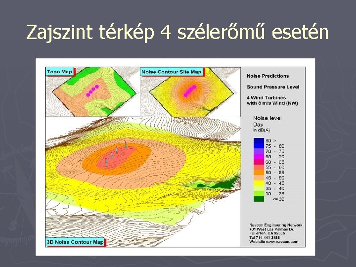 Zajszint térkép 4 szélerőmű esetén 