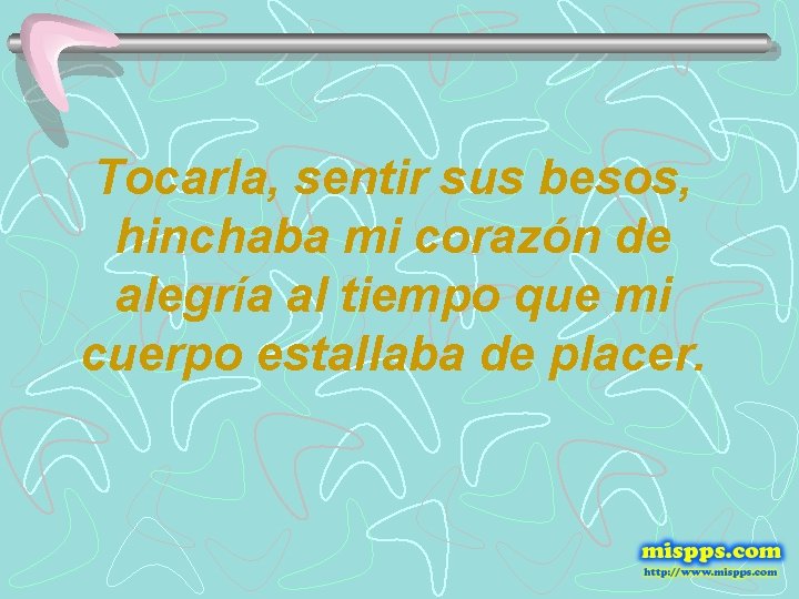 Tocarla, sentir sus besos, hinchaba mi corazón de alegría al tiempo que mi cuerpo