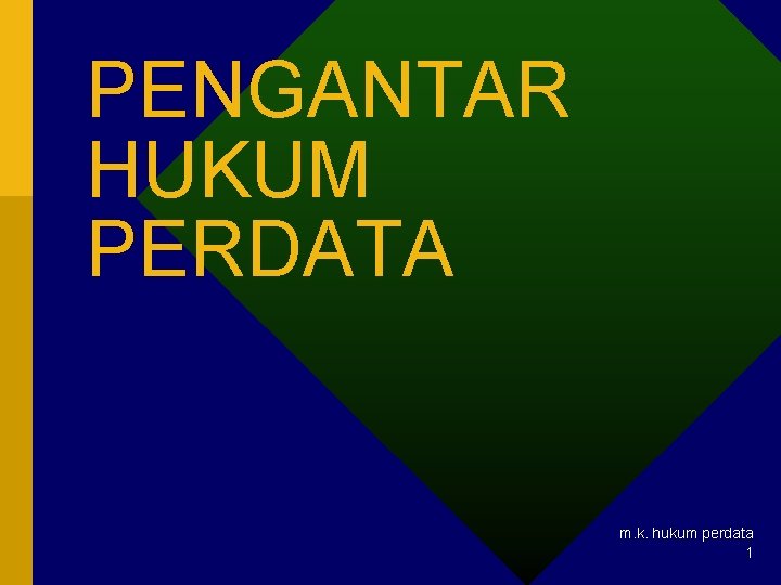 PENGANTAR HUKUM PERDATA m. k. hukum perdata 1 