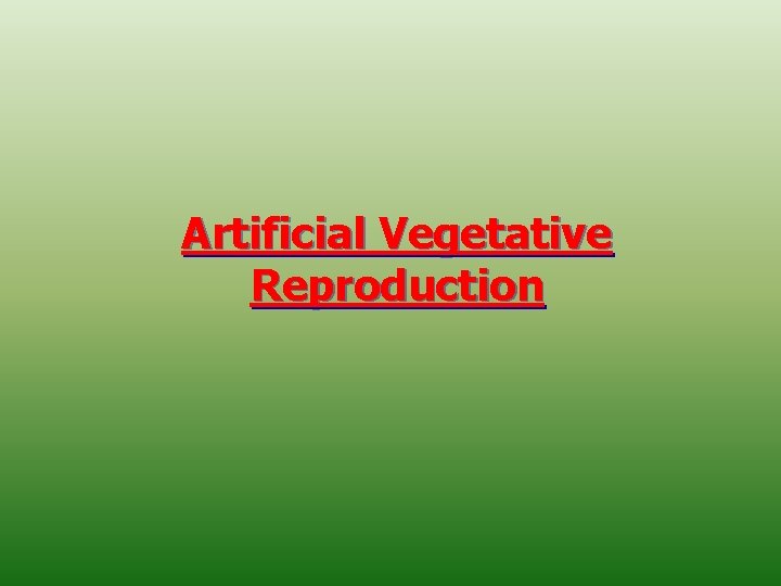 Artificial Vegetative Reproduction 