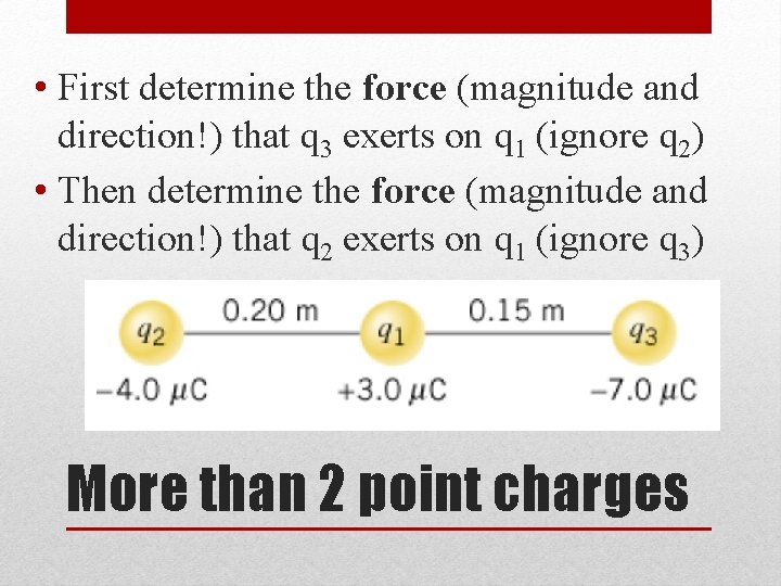  • First determine the force (magnitude and direction!) that q 3 exerts on