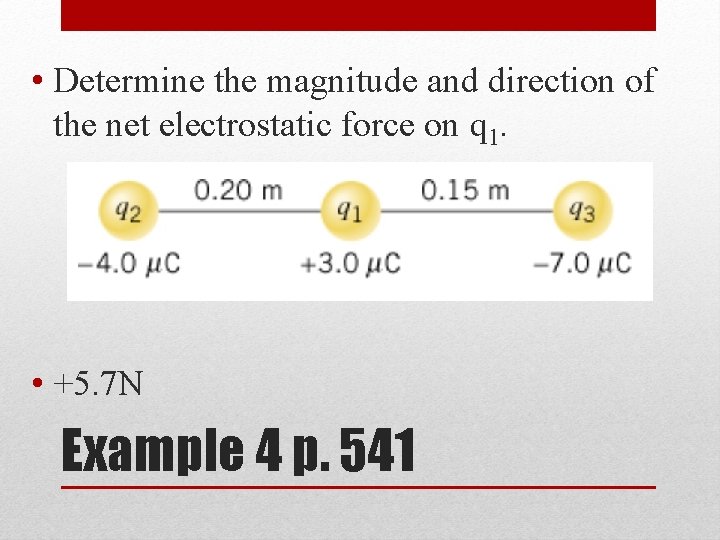  • Determine the magnitude and direction of the net electrostatic force on q