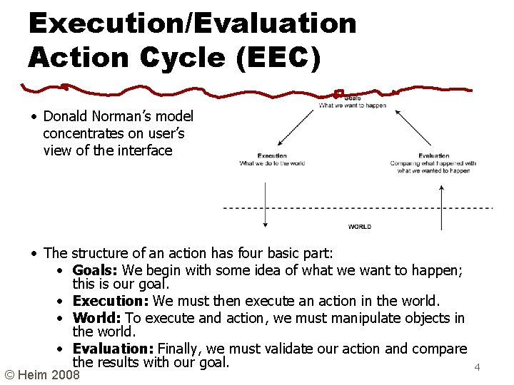 Execution/Evaluation Action Cycle (EEC) • Donald Norman’s model concentrates on user’s view of the