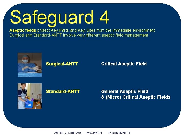 Safeguard 4 Aseptic fields protect Key-Parts and Key-Sites from the immediate environment. Surgical and