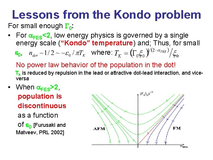 Lessons from the Kondo problem For small enough G 0: • For a. FES<2,