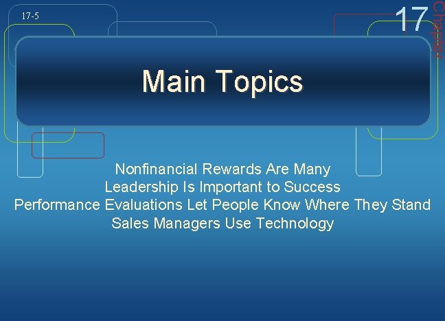 Chapter 17 17 -5 Main Topics Nonfinancial Rewards Are Many Leadership Is Important to