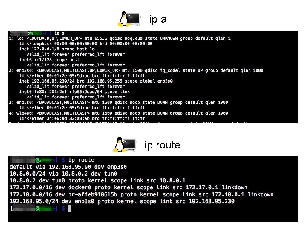 ip a ip route 