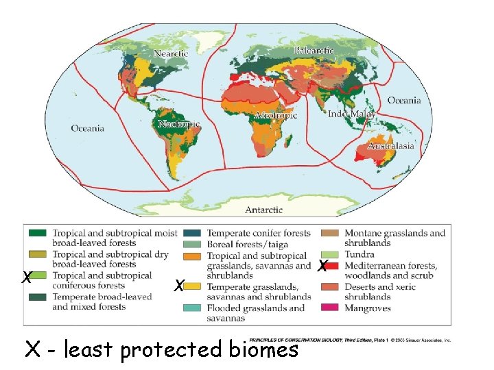 x x X - least protected biomes x 