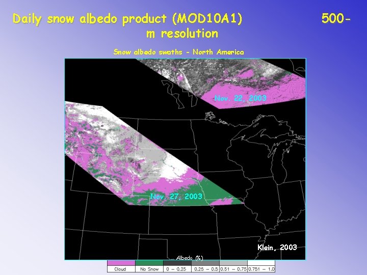 Daily snow albedo product (MOD 10 A 1) m resolution 500 - Snow albedo