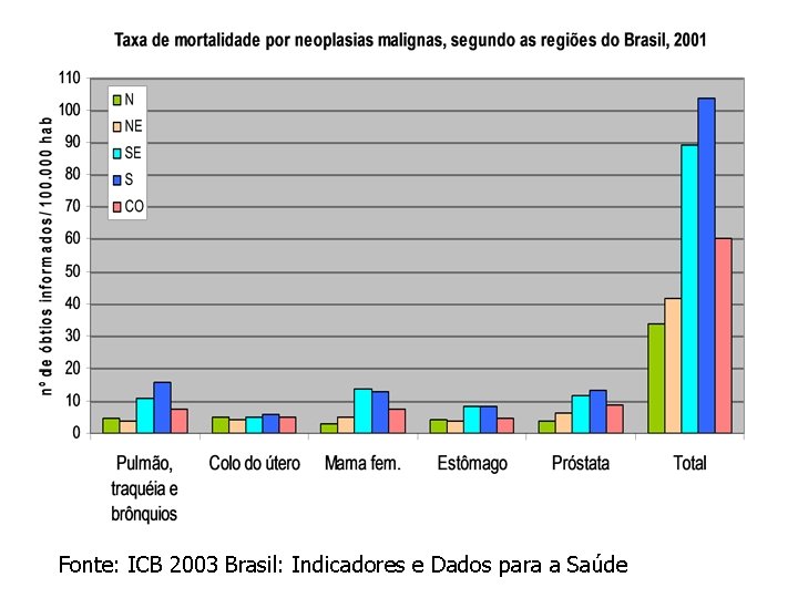 Fonte: ICB 2003 Brasil: Indicadores e Dados para a Saúde 