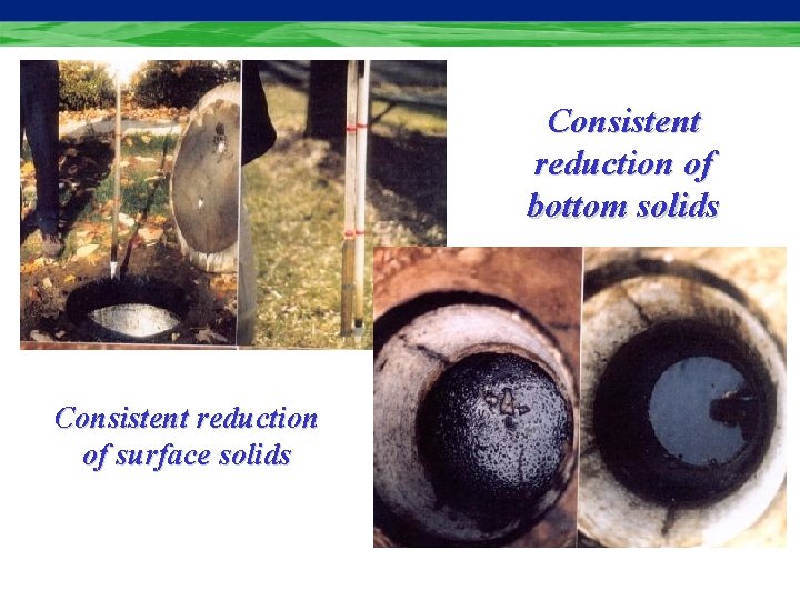 Consistent reduction of bottom solids Consistent reduction of surface solids 