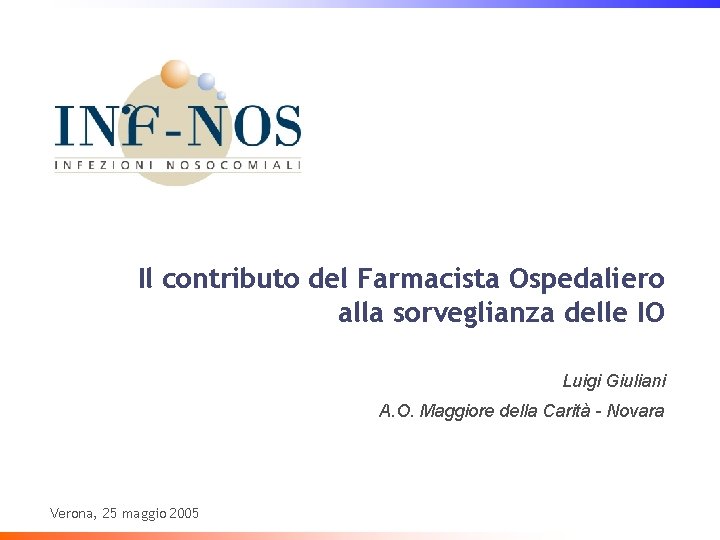 Il contributo del Farmacista Ospedaliero alla sorveglianza delle IO Luigi Giuliani A. O. Maggiore