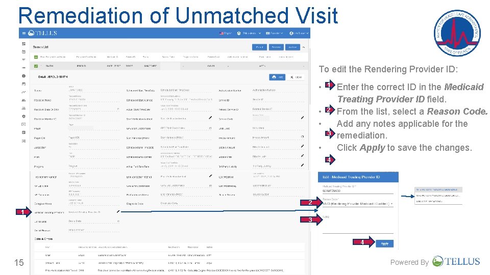 Remediation of Unmatched Visit To edit the Rendering Provider ID: • 1 • • Remediation of Unmatched Visit To edit the Rendering Provider ID: • 1 • •