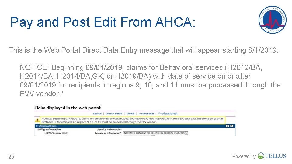 Pay and Post Edit From AHCA: This is the Web Portal Direct Data Entry Pay and Post Edit From AHCA: This is the Web Portal Direct Data Entry