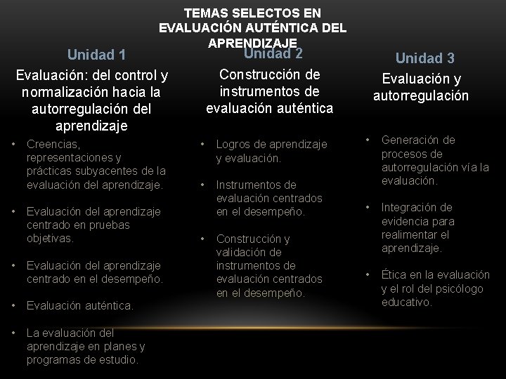 TEMAS SELECTOS EN EVALUACIN AUTNTICA DEL APRENDIZAJE 2015
