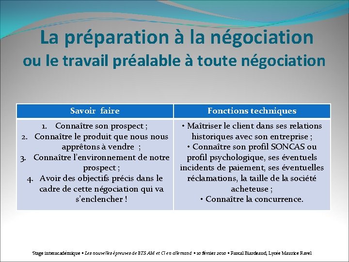 La préparation à la négociation ou le travail préalable à toute négociation Savoir faire