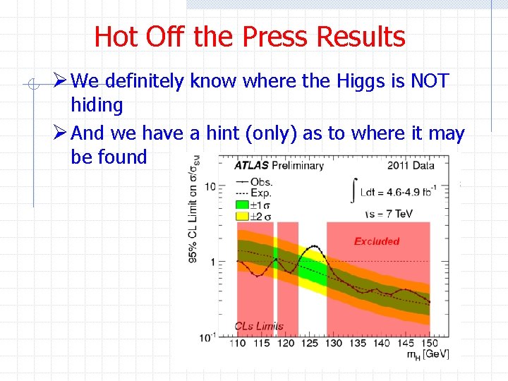 Hot Off the Press Results Ø We definitely know where the Higgs is NOT