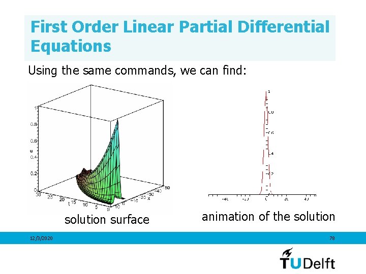 First Order Linear Partial Differential Equations Using the same commands, we can find: solution