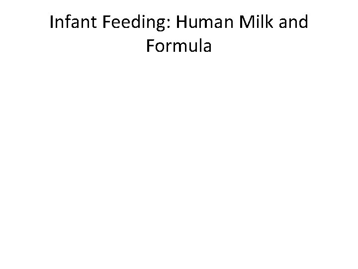 Infant Feeding: Human Milk and Formula 