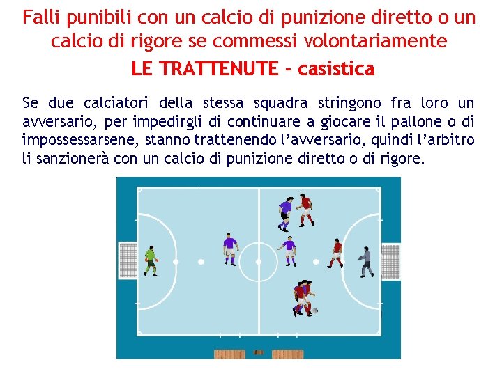 Falli punibili con un calcio di punizione diretto o un calcio di rigore se