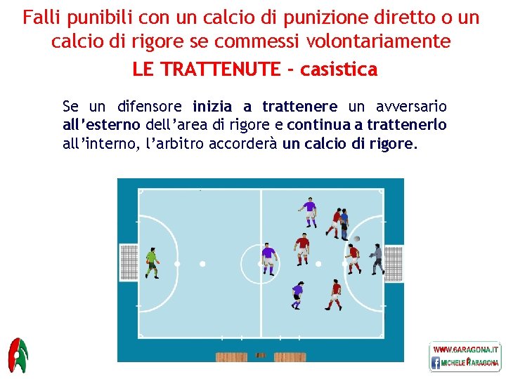 Falli punibili con un calcio di punizione diretto o un calcio di rigore se