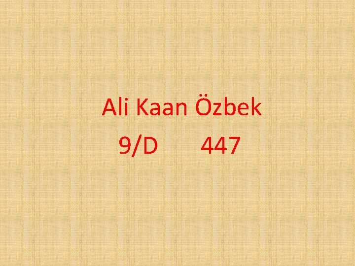  Ali Kaan Özbek 9/D 447 