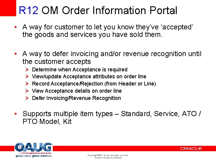 R 12 OM Order Information Portal • A way for customer to let you R 12 OM Order Information Portal • A way for customer to let you