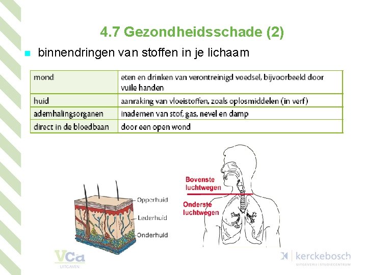 4. 7 Gezondheidsschade (2) n binnendringen van stoffen in je lichaam 21 