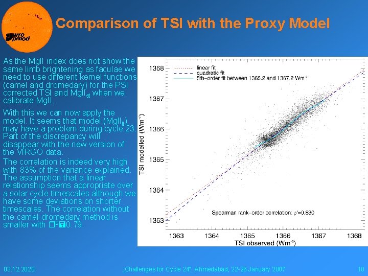 Comparison of TSI with the Proxy Model As the Mg. II index does not