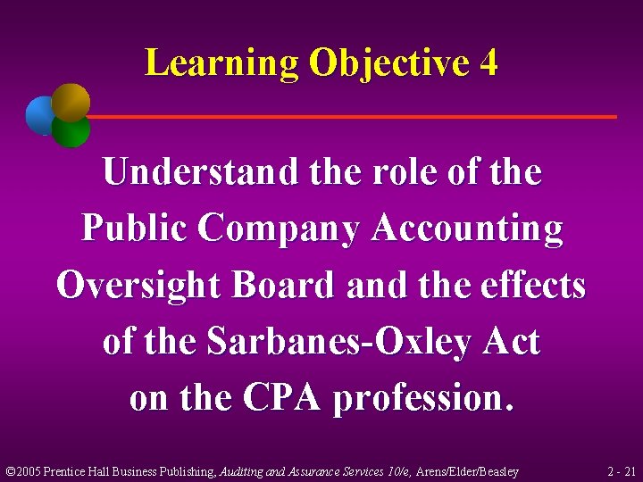 Learning Objective 4 Understand the role of the Public Company Accounting Oversight Board and