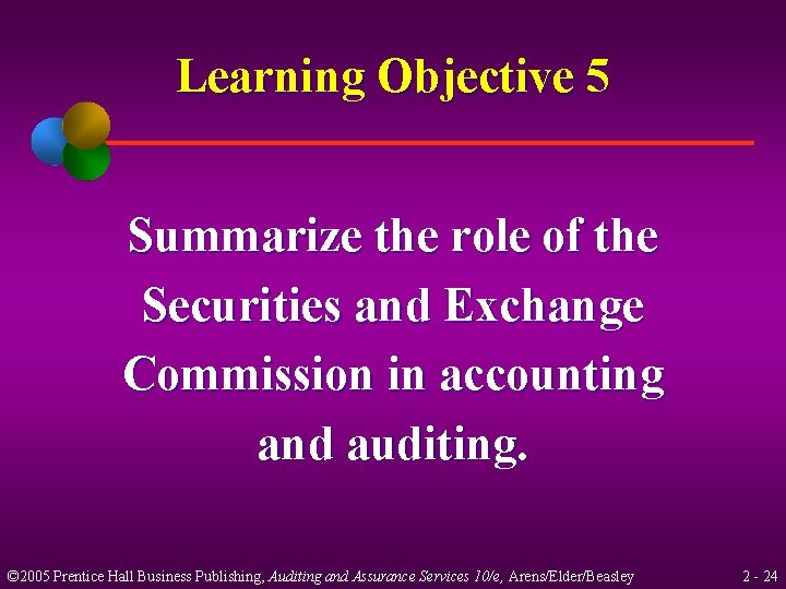 Learning Objective 5 Summarize the role of the Securities and Exchange Commission in accounting