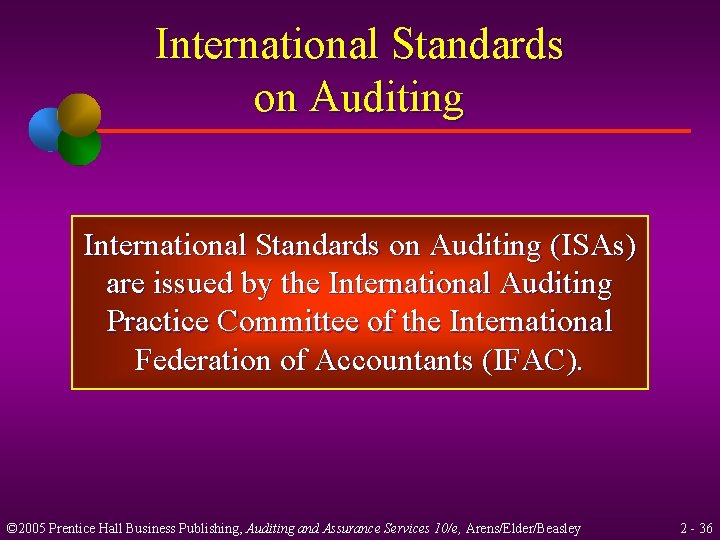 International Standards on Auditing (ISAs) are issued by the International Auditing Practice Committee of