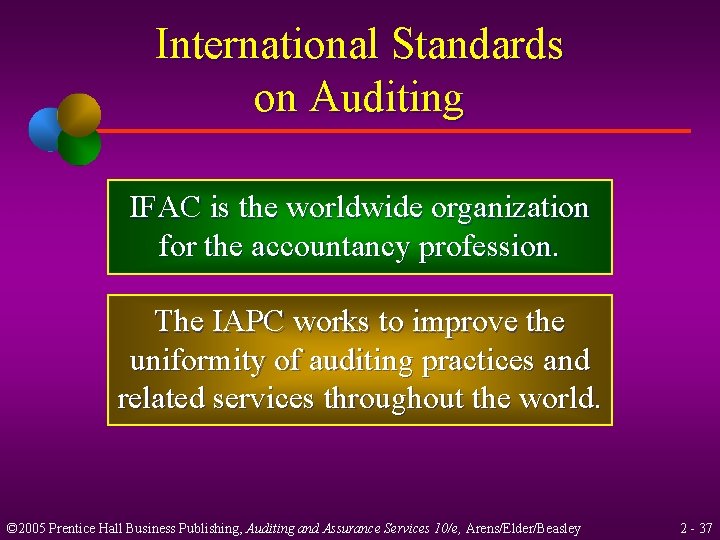 International Standards on Auditing IFAC is the worldwide organization for the accountancy profession. The