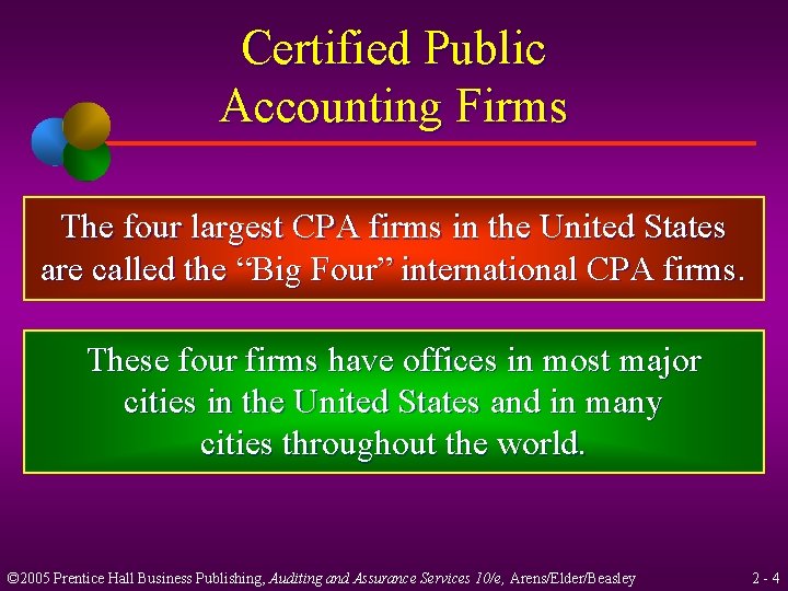 Certified Public Accounting Firms The four largest CPA firms in the United States are