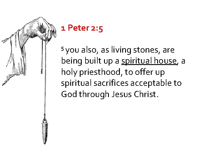 1 Peter 2: 5 5 you also, as living stones, are being built up