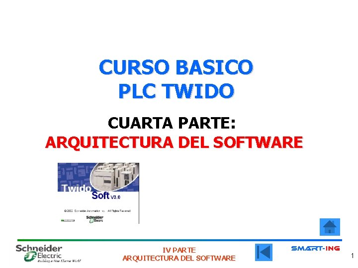 CURSO BASICO PLC TWIDO CUARTA PARTE: ARQUITECTURA DEL SOFTWARE IV PARTE ARQUITECTURA DEL SOFTWARE